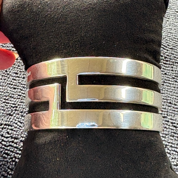 Group of Four Silver and Gold Rustic Cuff Bracelets - Picture 6 of 13